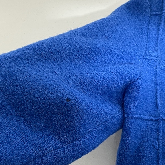 Vintage Deans of Scotland Wool Cardigan Women's Medium Floral Accent Bright Blue - Picture 13 of 14